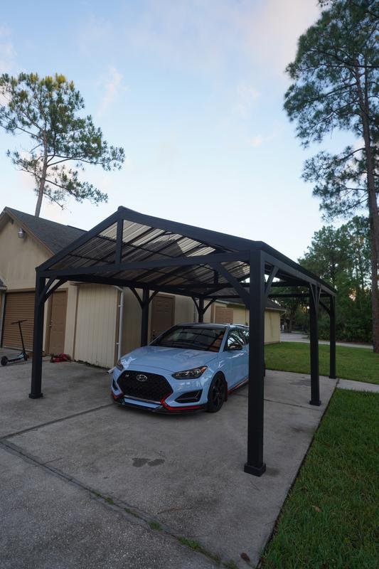 AutoCove 14x20 Metal Carport, Outdoor Living Pavilion, Gazebo with 2 Ceiling Hooks