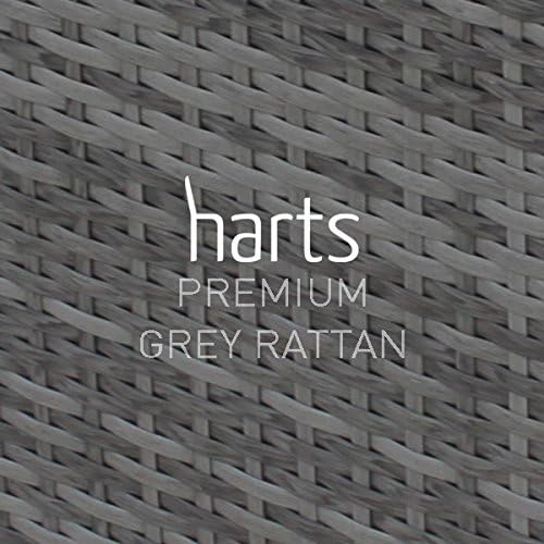 Harts Premium Rattan Dining Set, Cube 8 Seats Garden Patio Conservatory Furniture inc Rain Cover & Parasol (Grey Rattan)