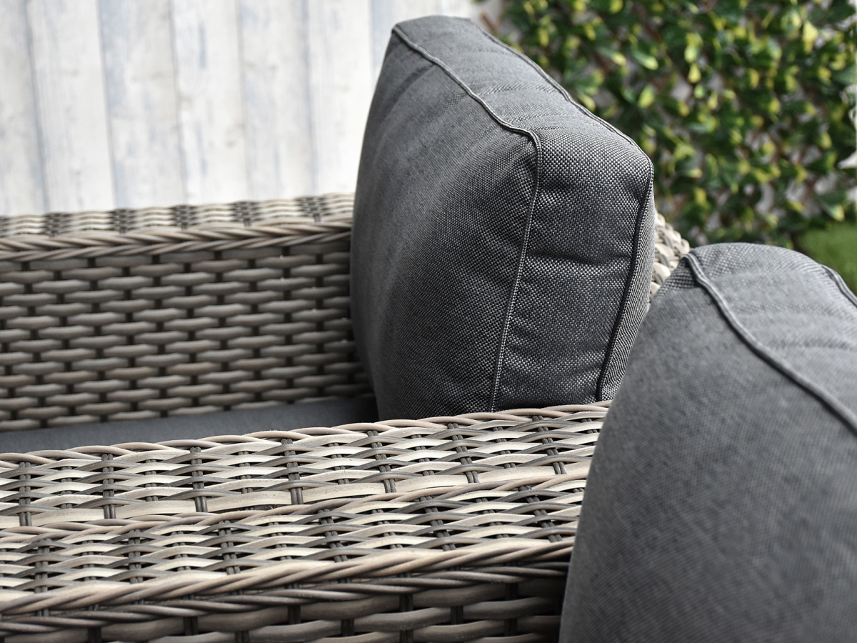 Bahia Sofa Dining Rattan Furniture Set - Whitewash Grey