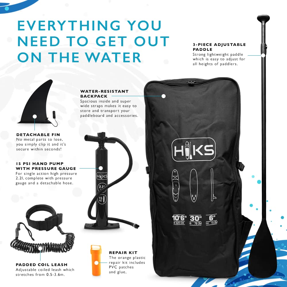 SUP Inflatable Stand Up Paddle Board Set Inc Paddle, Pump, Backpack & Leash