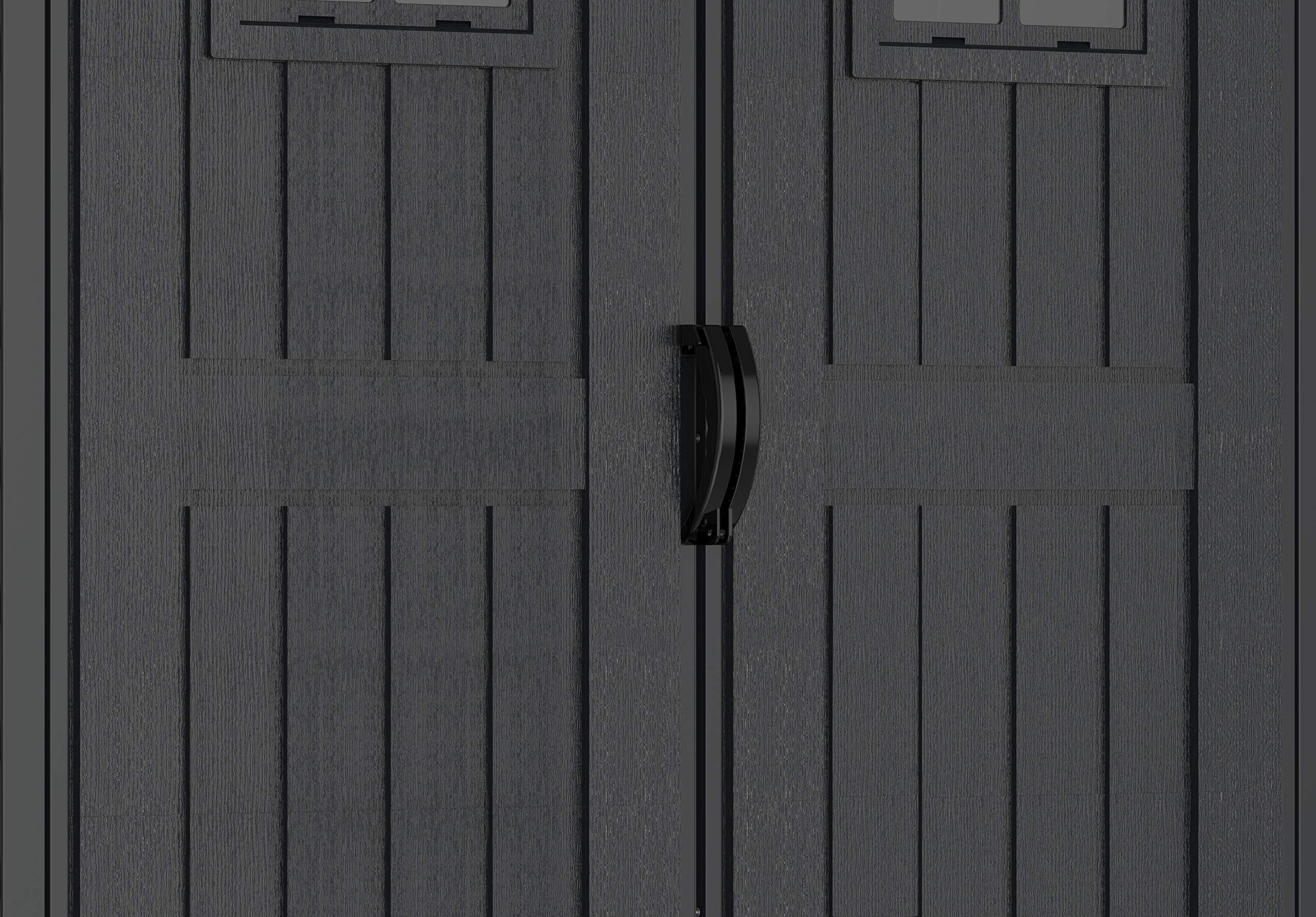 【Storage Shed】7x7 PLUS Plastic Garden Shed with Heavy-Duty Plastic Floor & Fixed Window on Doors