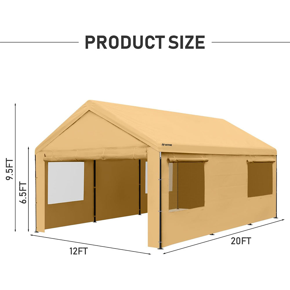 OUTFINE Carport Canopy 12x20ft Heavy Duty Boat Carport Canopy Garage